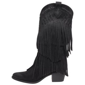 . Pierre Dumas Black Fringe Cowgirl Heeled Western/Country Boots